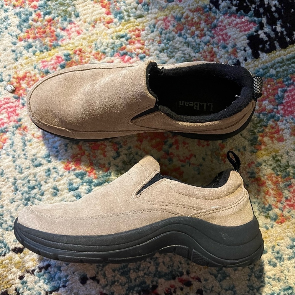 LL Bean Casual Sport Moc / Clogs Womens 7 Biege Black